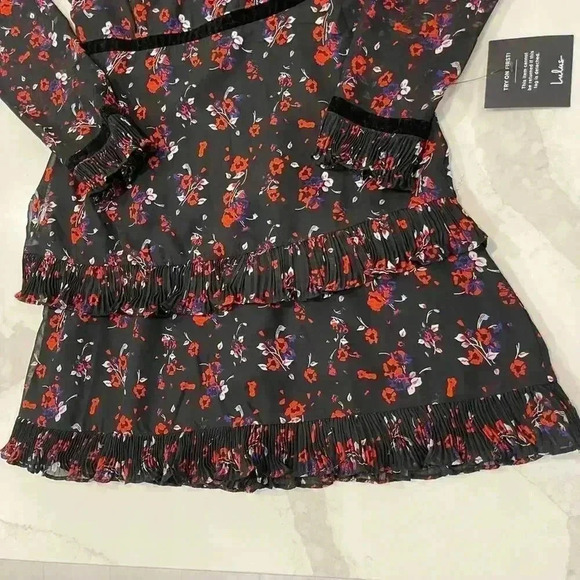 Lulus NWT Floral to See Black Floral Print Long Sleeve Mini Dress Womens Size XS - Picture 2 of 8